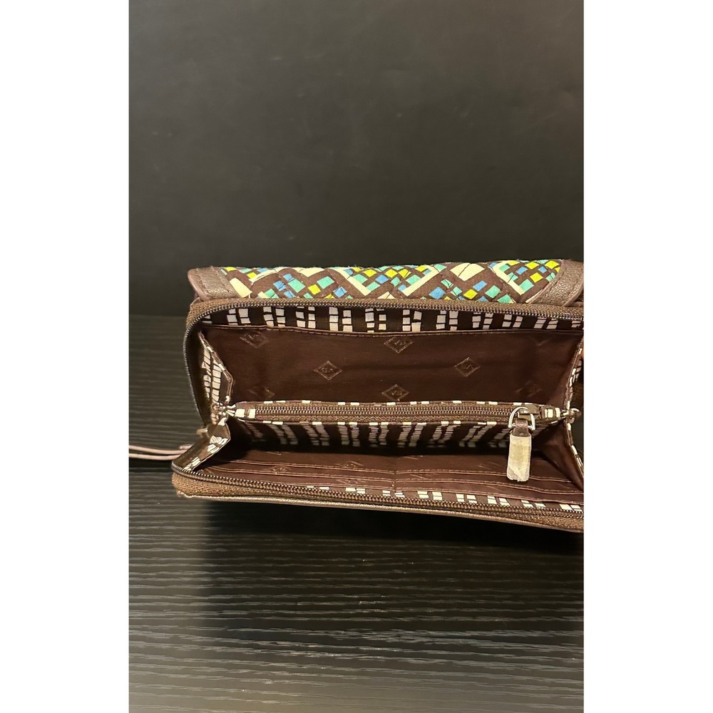 Vera Bradley All In One‎  Wallet Wristlet Geometric Quilted Brown Blue - Picture 6 of 6